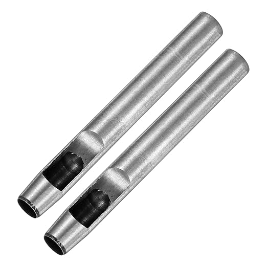 9MM Leather Hole Punch Tool [2PCS] - Metal Round Belt Hole Puncher Use for Leather Working & Belts & Watch Band & Paper & Plastic - [Silver Tone] Round Hollow Tools