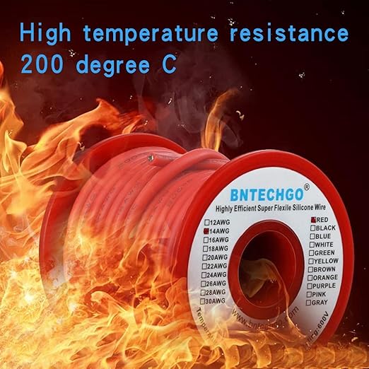 BNTECHGO 14 Gauge Silicone Wire Spool 40 ft Red Flexible 14 AWG Stranded Tinned Copper Wire
