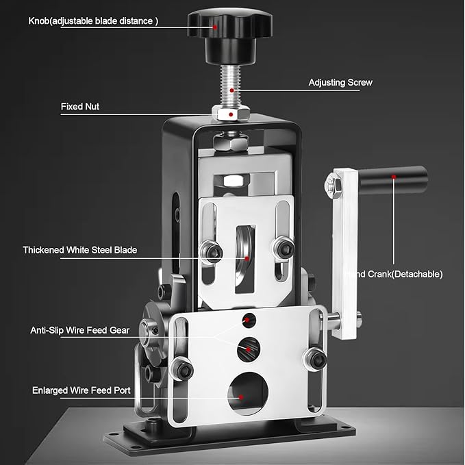 Manual Wire Stripping Machine Gauge Wire 0.06-1'', Scrapping Copper Wire Stripper with Replacement Blades, Drill Powered Hand Crank Wire Stripper Tool for Scrap Copper Recycling