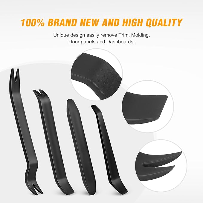 GOOACC Auto Trim Removal Tool Kit No-Scratch Tool Kit for Car Audio Dash Window Molding-4PCS (Black)