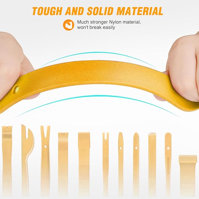GOOACC 11PCS Auto Trim Removal Tool Kit No-Scratch Tool Kit for Car Audio Dash Window Molding Fastener Remover Tool Kit-Yellow