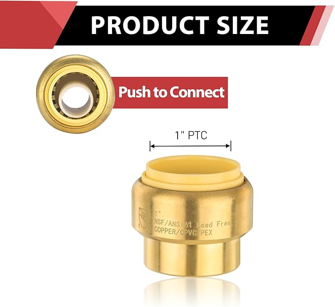 (Pack of 2) EFIELD 1 Inch Plug End Cap Push-Fit Fitting to Connect Pex, Copper, CPVC With Disconnect Clip,(PF101-2PCS)