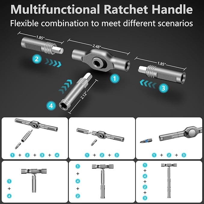 42 in 1 Magnetic Screwdriver Set, DIY Ratchet Screwdriver Set, Multi Bit Magnetic Drive Set with Detachable Ratchet Handle, Portable Compact Repair Tool Kit