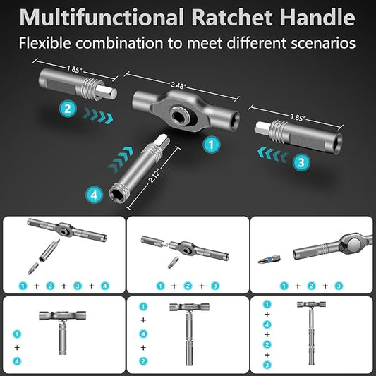 42 in 1 Magnetic Screwdriver Set, DIY Ratchet Screwdriver Set, Multi Bit Magnetic Drive Set with Detachable Ratchet Handle, Portable Compact Repair Tool Kit