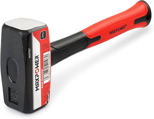 MAXPOWER 4lb Club Hammer, Mini Sledge Hammer with 9-inch Fiberglass Handle, Drop Forged Steel Head