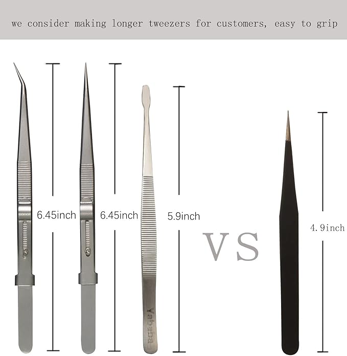 Tweezers, 5Pcs Precision Tweezers Set - Anti - Static Stainless Steel Tweezers for Electronics, Jewelry Making, Medical and Laboratory Work, Craft, Model Building, Soldering, Watch, Car Repair, Etc