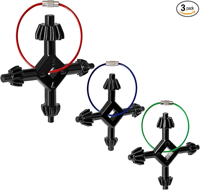 Hakkin 3Pcs 4 in 1 Chuck Wrench 4 way Professional Replacement Tool for Multifunctional Electric Drills Presses Power Tool Chucks 1/4”, 3/8”, 1/2”, 5/8”, 3/4”, 1” (Size L+S1+S2)