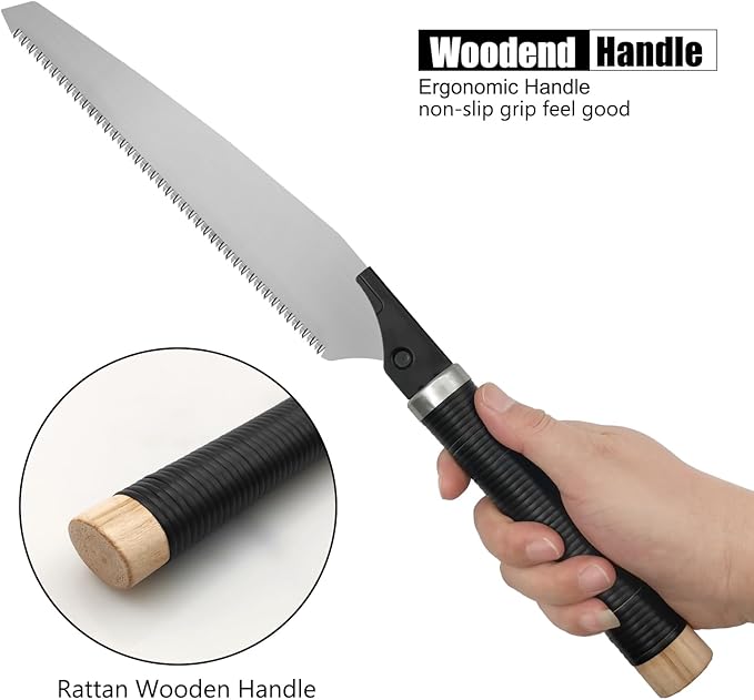 Japanese Pull Saw, 10 Inch Hand Saw with Detachable Blade for Woodworking & Gardening (17TPI)