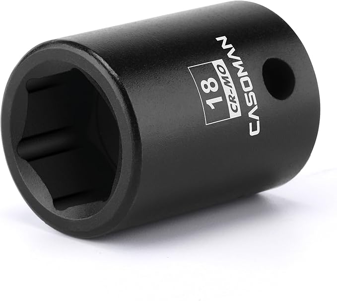 CASOMAN 1/2" Drive x 18mm Impact Socket, 6-Point, Metric, CR-MO