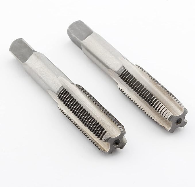 Qjaiune 2pcs M10x1.0 Tap, M10 Metric Thread Tap Right Hand Thread Tapping Tool, HSS Thread Milling Taps (M10 x 1.0, Taper & Plug Tap)