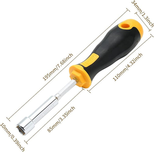 2Pcs 10mm Socket Wrench Screwdrivers High-Carbon Steel Hex Nut Driver for DIY Hand-Making, Repairs
