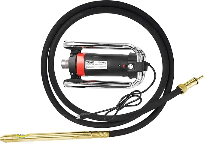 VEVOR Concrete Vibrator, 1300W Power, 16000 Vibrations Per Minute, Durable 2HP Copper Engine, Portable for Construction, Comes with 14.75ft Shaft, Ideal for Removing Air Pockets & Smoothing