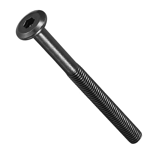METALLIXITY Flat Head Hex Socket Cap Screws Bolts(M8-1.25x90) 5Pcs, Steel Hex Socket Furniture Bolts Screws - for Furniture Woodworking Project, Black