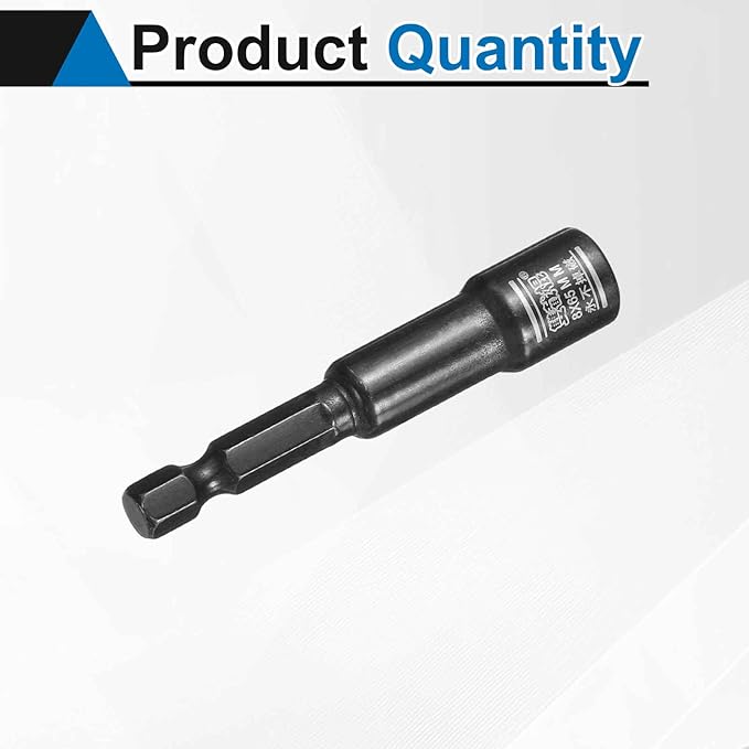 HARFINGTON Nut Driver Drill Bit 8mm Metric Socket 1/4" Hex Shank 2.6" (65mm) Long Magnetic 6-Point Sockets Quick Change CR-V Steel Bolt Setters for Power Drill Drivers