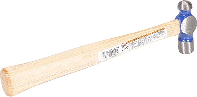 VAUGHAN Ball Pein Hammer, 4 oz, Hickory handle, American high carbon steel, TC504, VN15130