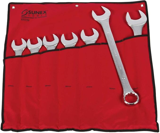 Sunex Tools 9707M Jumbo Metric Combination Wrench Set, 7Piece (Includes Roll-Case)