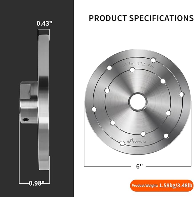 6" Steel Wood Lathe Faceplate,Faceplate for Wood Lathe,Lathe Face Plate Fit for 1" x 8TPI Spindle with Screwchuck