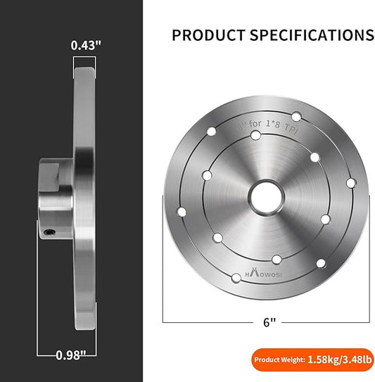 6" Steel Wood Lathe Faceplate,Faceplate for Wood Lathe,Lathe Face Plate Fit for 1" x 8TPI Spindle with Screwchuck