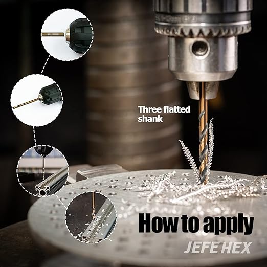 JEFE HEX 5set*4packs Twist Drill Bits Set,3-flat Shank for Anti-Walking, 135째 Split Point, Black & Gold Coated, Jobber Length for General Purpose