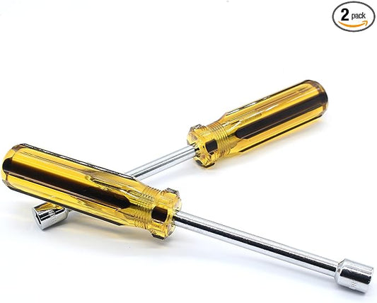 2Pcs 8mm Socket Wrench Screwdriver, Hexagon Nut Driver with Steel Cushion Grip for Easy Hand-Making and Repair Projects