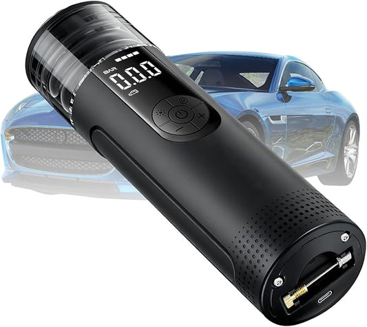 V8 Tire Inflator, Portable Air Compressor - Cordless Mini Car Pump, 150 PSI High Pressure.Built-in Nozzle & Hose Storage Design (No Need Carry Bag) Extreme Convenience LED Lights, Motor, Bikes