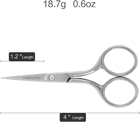 HAGUPIT Small Precision Embroidery Scissors, 4" Forged Stainless Steel Sharp Pointed Tip Detail Shears for DIY Craft Thread Cutting, Needlework Yarn & Sewing