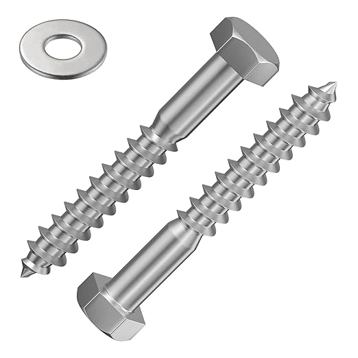 Lag Screws Wood Screws (50PCS, 5/16" x1-1/2, Silver) Hex Head Lag Bolts,(8x40) Heavy Duty Lag Screws,304 Stainless Steel Bolts 18-8