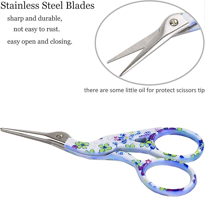 BIHRTC 3.6inch Small Craft Scissors Cross Stitch Knitting Scissors Sharp Stainless Steel Tip for Sewing Threading Crafting Needlework Art DIY Work