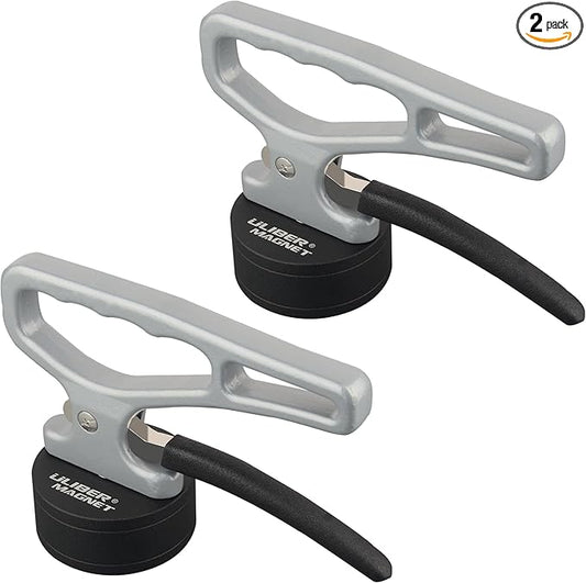 ULIBERMAGNET Heavy Duty Strong Magnetic Pickup Tool,2 Pack Magnetic Lifting with Quick Release,Portable Material Collector with Ergonomic Handle for Iron Plate,Tool Steel,Laser Cutting
