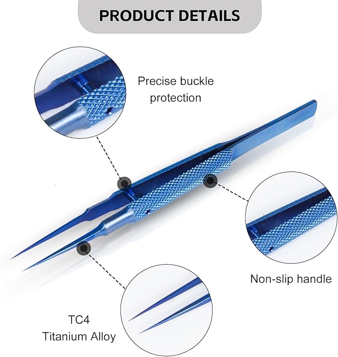 4.25'' Small Titanium Tweezers Sharp Fine Tip Tweezers Non-magnetic Micro Precision Tweezers for Soldering Electronics Work Jewelry Making