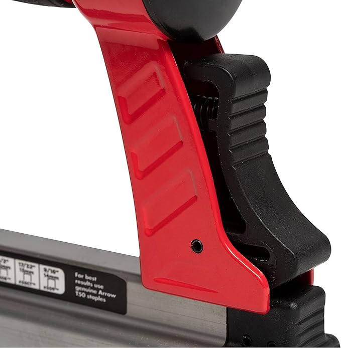 Arrow PT50 Oil-Free Pneumatic Staple Gun, Professional Heavy-Duty Stapler for Wood, Upholstery, Carpet, Wire Fencing, Fits 1/4?? 5/16?? 3/8", 1/2", 9/16??Staples, Red (Pack of 3)