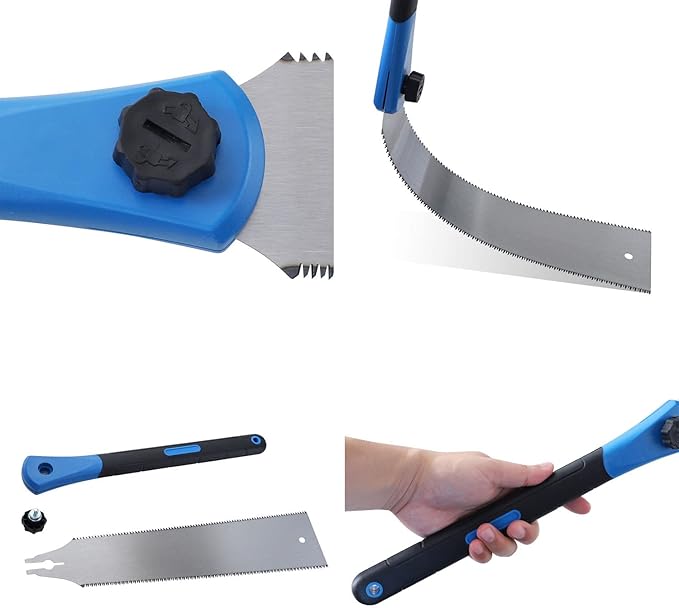 Double Edged Hand Saw, 32cm/12.5” Japanese Ryoba Pull Saw Flexible Flush Cut Saw for Fine and Coarse Cutting Woodworking (Blue)