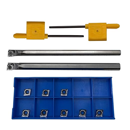 2pcsTungsten Steel Tool Holders C06K/C08K-SCLCR06 Boring Bars +10PCS CCGT060204-AK Indexable Carbide Turning Insert Blades Boring and Outer circlr for Aluminum Copper Plastic Cutting