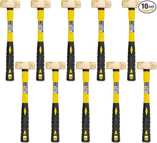 Stark USA 10 Pack 1-Pound Sledge Hammer Brass Head Handle, Drilling Hammer, Crack Hammer, Die-Forge, Corrosion Resistant, 12.5" Length