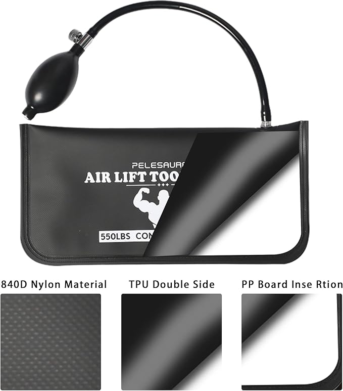 Air Wedge Bag 2pcs, Inflatable Air Shim with Pry Bars, Commercial Grade Air Wedge Pump Kit