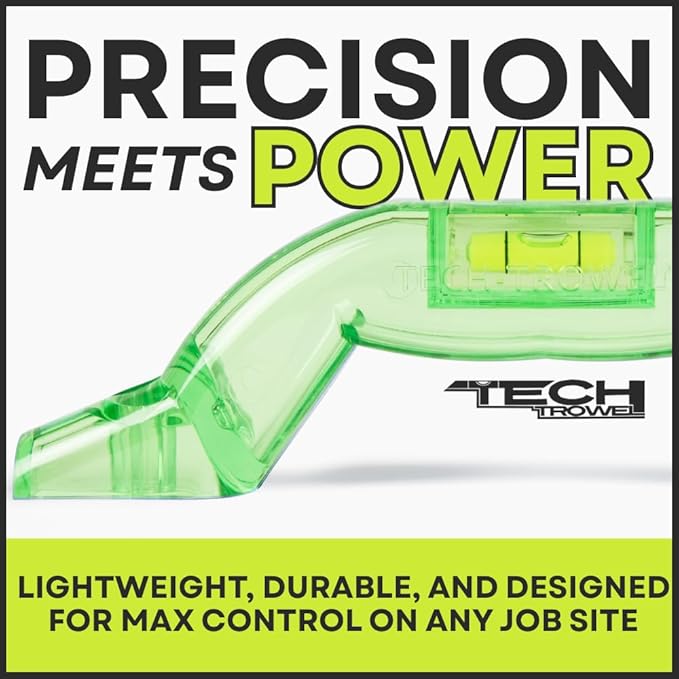 Tech Trowel Concrete Trowel Handle Clear Polycarbonate Handle with Built-in Level, USA Patented Concrete Finishing Tool for Flat and Sloped Surfaces, No Blade Included