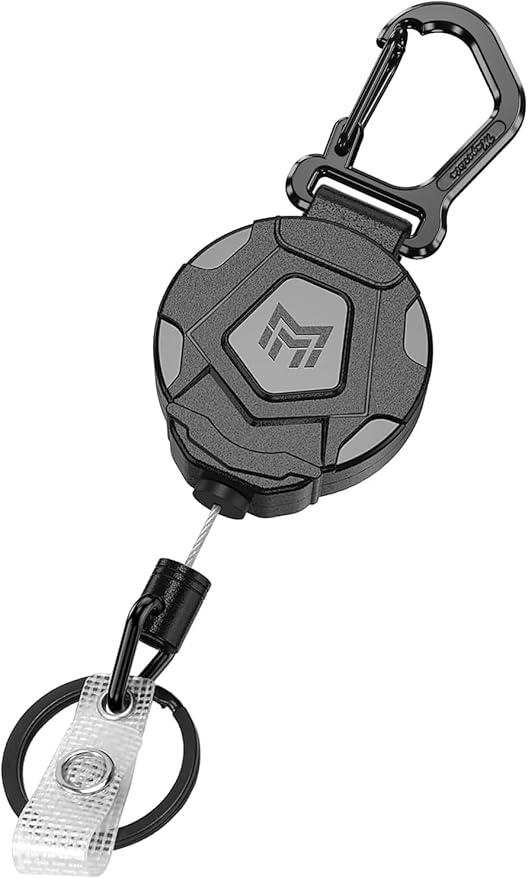 MNGARISTA Retractable Keychain, Heavy Duty Carabiner Badge Holder, Tactical ID Badge Reel with 31.5??Steel Retractable Cord, 8.0 oz