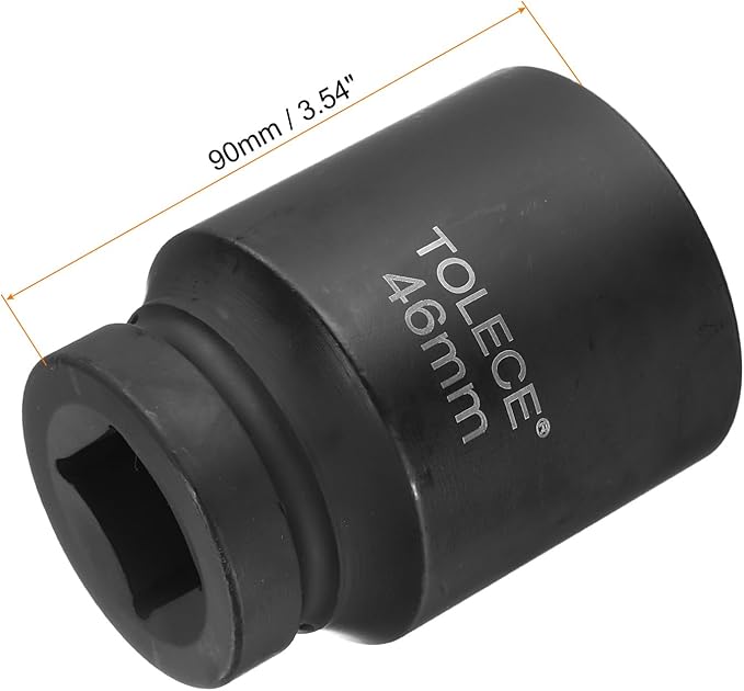 uxcell 1" Drive 46mm 12-Point Impact Socket, CR-MO Steel 80mm Length, Standard Metric Sizes