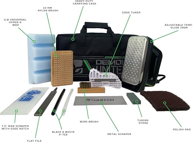 DEMON UNITED Snow Ready Ski Tuning Kit & Snowboard Tuning Kit with Iron- Includes 1.06 LBS of Wax - Good for Over 20 Ski or Snowboard Tune Ups
