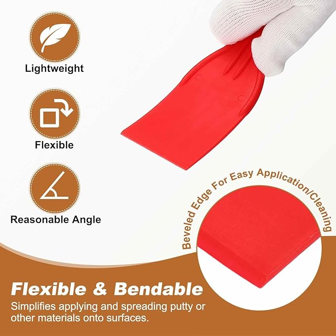 HARFINGTON 10pcs Putty Knife Scraper 2" Width Flexible Plastic Putty Knife Paint Scraper Tool for Taping Drywall Spreading Painting Wall Scratching Red