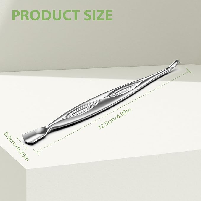 BALUCA 2-in-1 Cuticle Pusher & Trimmer with Fork ??Professional Stainless Steel Nail Cuticle Remover Tool for Pain-Free Manicure & Pedicure ??Durable Metal Cuticle Nippers and Scraper, Silver