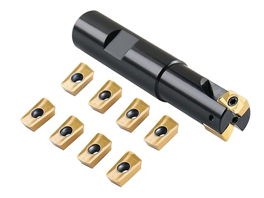 Accusize Industrial Tools 5/8" 90째 Square Shoulder Indexable End Mill w/ 10 add'l APKT11T308 Inserts, 5/8" Shank, 3-1/4" OAL, 0.433" ap, 2 Flutes, APKT11T308, Carbide Inserts, 0056-0916+0056-1130