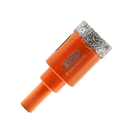 Dry Diamond Drill Bit - BGTEC 1pc 1" 25mm Hole Saw for Granite,Marble,Masonry, Concrete, Tile/Ceramic, Glass, Hard Plastic,Vacuum Brazed Diamond Core Drill Bit Kit