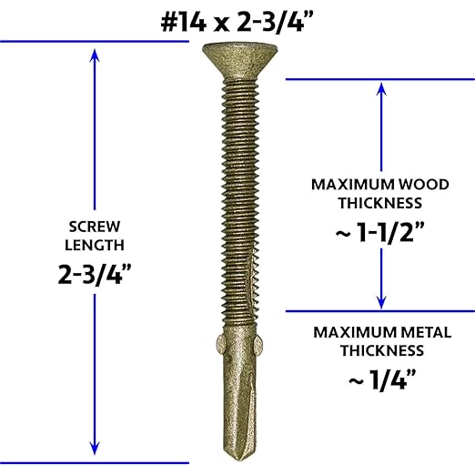 14x2-3/4 Reamer Tek Torx/Star Head Self-Drilling Wood to Metal Screws - for Flatbeds, Trailers - T-30 Torx Screw Head 5 Pound CASE 1,530 Screws