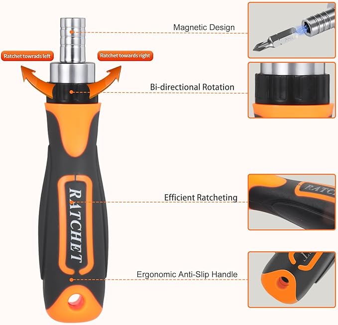 Ratcheting Screwdriver Set: KeenWise 38-in-1 Ratchet Screwdriver Tools Versatile Magnetic Tools for Mechanics and DIY Enthusiasts (2880B)