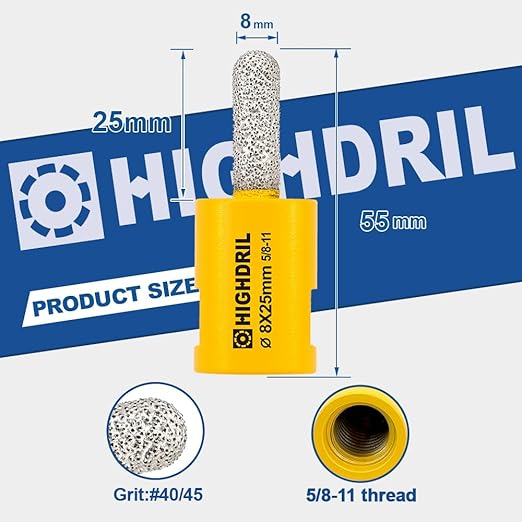 Diamond Mortar Raking Bit - HIGHDRIL 5/16" x 1" (8mm x 25mm) 5/8-11 Thread Diamond Mortar Router for Old Mortar,Blown,Damaged Bricks or Natural Stone Removal