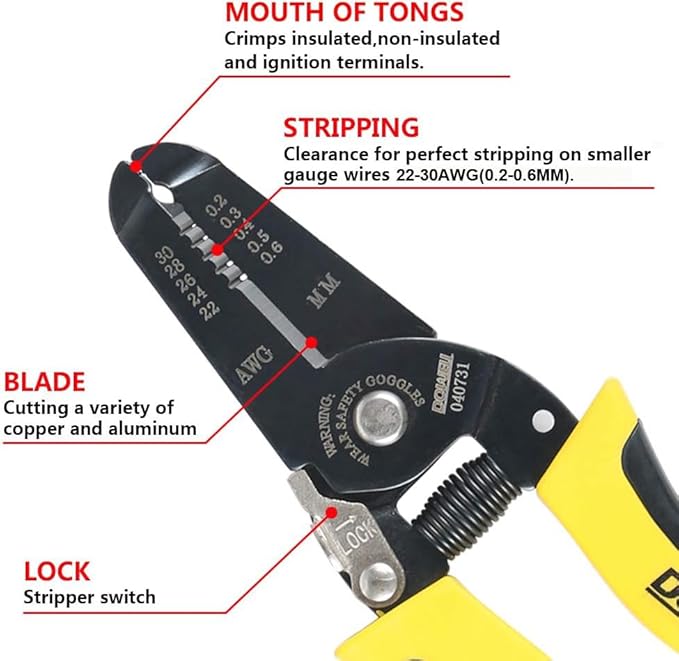 DOWELL 22-30 AWG Wire Stripper Wire Stripping Tool Wire Cutter And Multi-Function Hand Tool竊똏rofessional Handle Design And Refined Craftsmanship.
