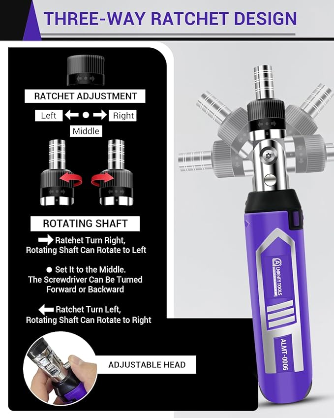 Ratchet Screwdriver Set, 14-in-1 Multi Bit Screwdriver Set, 180째 Pivoting Adjustable Angle Screwdriver, for Home DIY, Electronics, Car Emergency and Garage
