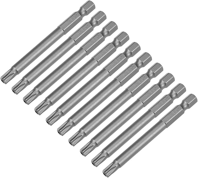XMHF 10Pcs 75mm/3inch Long 1/4 Inch Hex Shank T30 Torx Head Magnetic Screwdriver Bits Security Tamper Proof Star 6 Point Screw Driver Set