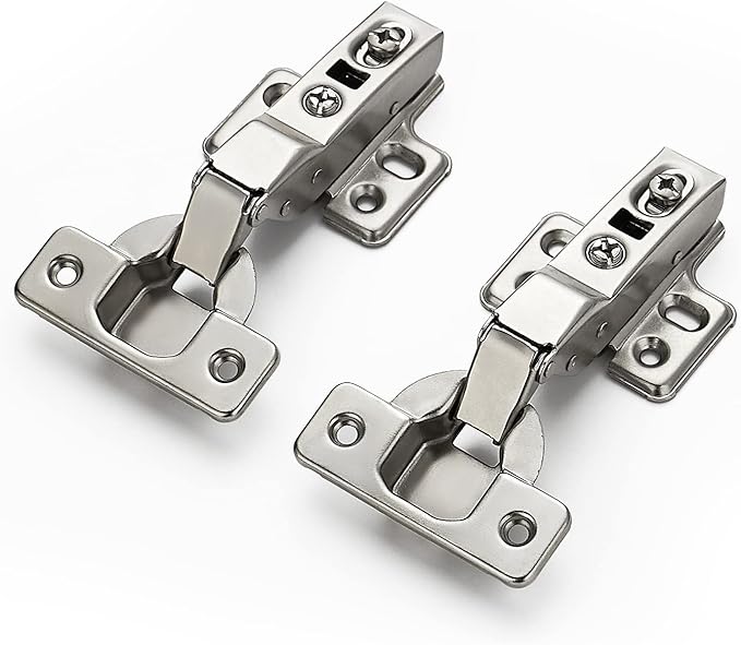 Ravinte 4 Pack 2 Pairs European Kitchen Cabinet Hinges Soft Close Half Overlay Cabinet Door Hinges Heavy-Duty Frameless Adjustable Concealed Cabinet Cup Hinge